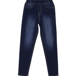 HERE&NOW Girls Navy Blue High Rise Skinny Fit Light Fade Stretchable Jeans-image-99