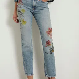 GUESS Women High-Rise Heavy Fade Clean Look Cotton Floral Printed  Jeans-image-43