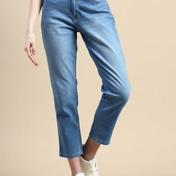 De Moza Women High-Rise Clean Look Light Fade Cotton Jeans-image-23
