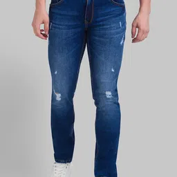 Parx Men Blue Skinny Fit Low Distress Light Fade Jeans-picture-18