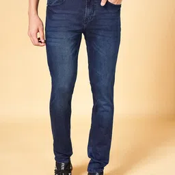 SF JEANS by Pantaloons Men Skinny Fit Whiskers & Chevrons Light Fade Cotton Jeans-image-32