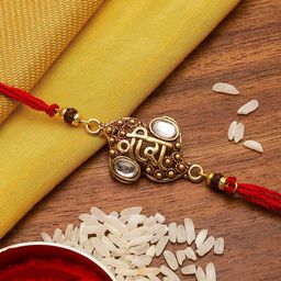 aadita Men Gold-Toned Stones String Handmade Rakhi-image-85