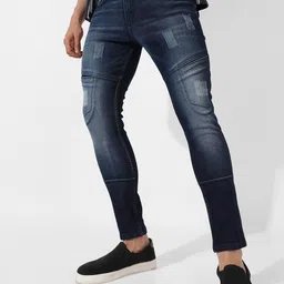 Campus Sutra Men Smart Low Distressed Heavy Fade Mid-Rise Cropped Stretchable Jeans-image-93