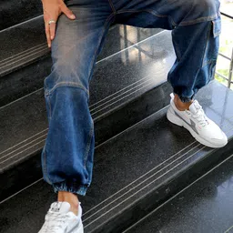 The Indian Garage Co Men Relaxed Loose Fit Light Fade Stretchable Jeans-50