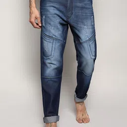 Campus Sutra Men Blue Smart Slim Fit Mildly Distressed Light Fade Stretchable Jeans-image-53