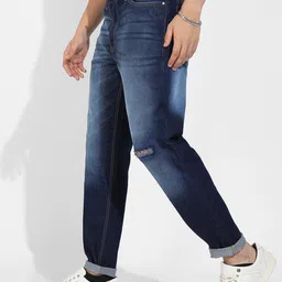 Campus Sutra Men Blue Smart Slim Fit Slash Knee Heavy Fade Jeans-image-57