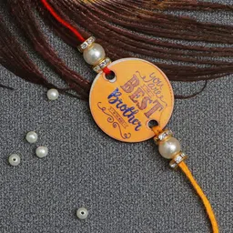The Magic Wand Boys Gold-Toned & White Stone-Studded Beaded Rakhi-image-42