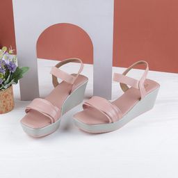 Metro Textured Open Toe Wedge Heels-36