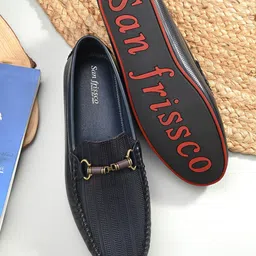 San Frissco Men Textured Lightweight Horsebit Loafers-17