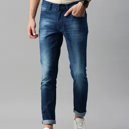 WROGN Men Blue Slim Fit Heavy Fade Stretchable Jeans-image-53