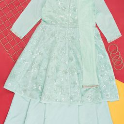 AKKRITI BY PANTALOONS Girls Sequin Embellished Ready to Wear Lehenga & Blouse With Dupatta-1