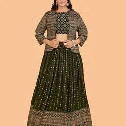 CHANSI Embroidered Sequinned Foil Printed Ready to Wear Lehenga Choli-39