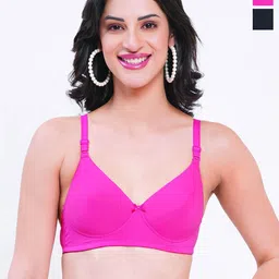 Reveira Pack of 2 Medium Coverage Lightly Padded Lycra Balconette Bra-picture-47