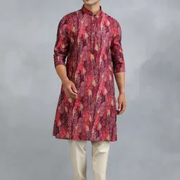 THE KURTA COMPANY Abstract Printed Mandarin Collar Straight Kurta-picture-48