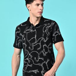STARFOX Men Graphic Printed Polo Collar Cotton Slim Fit T-shirt-image-97