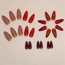 The Pink Truck Set Of 24 Reusable Artificial Nails - Red Brown Rust-51