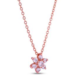 RAGABANDHA DESIGN STUDIO Women Rose-Gold Brass Floral Zircon Stone Pendant With Chain-image-36