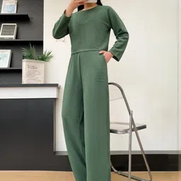 Stem Rope Women Green Cotton Blend Co-Ords-image-18