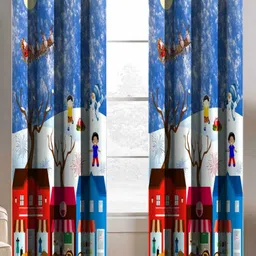 Aura Blue & White 2 Pieces Abstract Printed Door Curtain-image-78