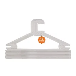Kuber Industries White 12-Pcs Supreme Plastic Clothes Hangers With Hook-32