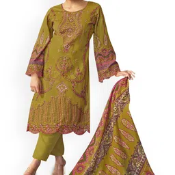 DRAVINAM Trends Embroidered Pure Cotton Unstitched Dress Material-picture-32