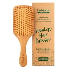 Fabskin Hair Essentials Wooden Paddle Hair Brush With Bamboo Bristles- Brown-54