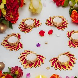 PUFFSMART Pink & Gold-Toned 12 Pieces Candle Holder-image-31