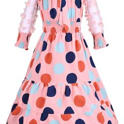 Wish Karo Girls Polka Dot Printed Butterfly Appliqued Fit & Flare Dress-image-72