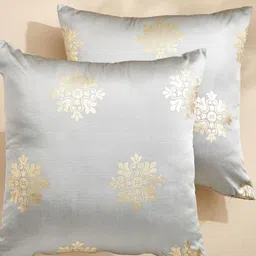 Home Centre Corsica Gleam Cecil Grey 2 Pieces Floral Printed Square Cushion Covers-31