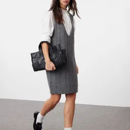 Trendyol Striped Pinafore V-neck Sleeveless Dress-image-40