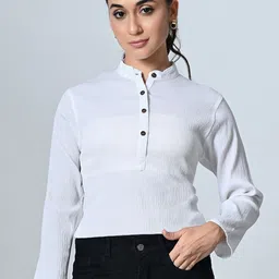BAESD Women Colourblocked Flared Sleeves Thread Work Crepe Kurta-picture-3