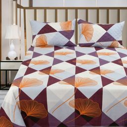 Nivasam Purple & Lavender Floral 400 TC King Bedsheet with 2 Pillow Covers-image-69