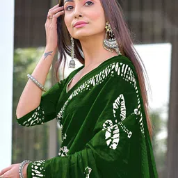 LeeliPeeri Designer Batik Block Printed Mulmul Cotton 1-Minute Ready to Wear Saree image 4