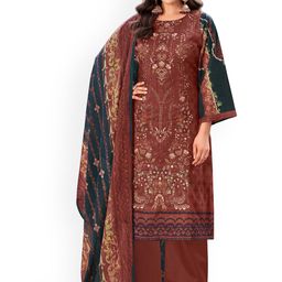 DRAVINAM Trends Floral Embroidered Thread Work Pure Cotton Unstitched Dress Material-picture-27