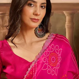 Sangria Bandhani Saree WithBlousePiece image 5