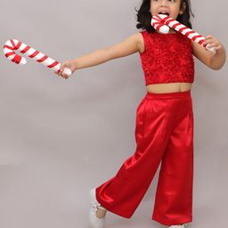 LIL DRAMA Girls Self Design Pure Cotton Top With Trousers-image-38
