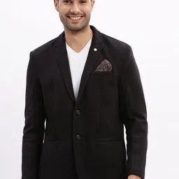 SHOWOFF Cotton Notched Lapel Collar Slim-Fit Single Breasted Blazer-image-61
