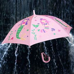 Little Surprise Box LLP Mermaid Pink& Green Printed Manual 2 Fold Quirky Umbrellas-29