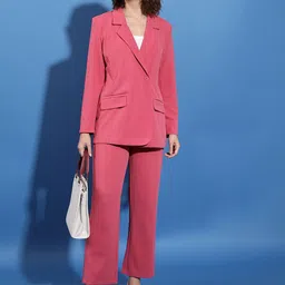 Tokyo Talkies Coral Notched Lapel Collar Blazer With Trousers-picture-51