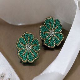 Sangria Artificial Beaded Floral Shaped Studs-36