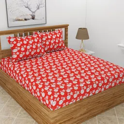 MORADO Red Cartoon Characters Printed Wool 210 TC Queen Bedsheet Set 2.28 m x 2.54 m-image-76