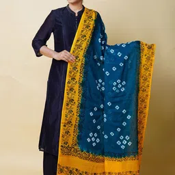 Unnati Silks Ethnic Motifs Dyed Cotton Silk Bandhani Dupatta-44