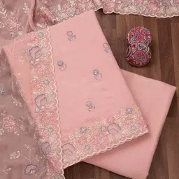 Koskii Floral Embroidered Thread Work Unstitched Dress Material-image-89
