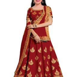 Shoryam Fashion Girls Maroon Raw Silk Lehenga Choli-image-98