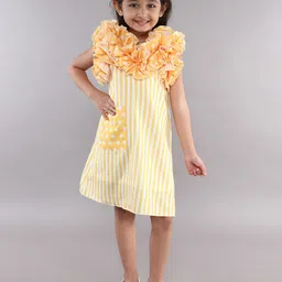 Pink Chick Striped Ruffled A-Line Dress-image-99