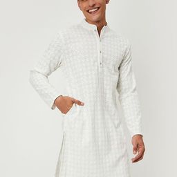 max Floral Embroidered Sequinned Mandarin Collar Straight Kurta-image-14