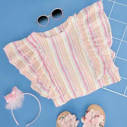 Pantaloons Junior Girls Striped Kimono Sleeve Kaftan Top-picture-36