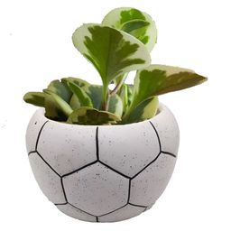 INDIA MEETS INDIA White Football Ceramic Pot Planter-image-34