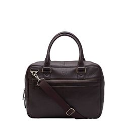 Tohl Men Brown Textured Leather Laptop Bag With Detachable Strap-image-8