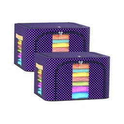 Kuber Industries Blue 2 Pieces Regular Waterproof Cloth Storage Box Organiser-46